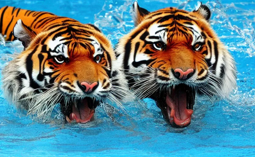 Image similar to a tiger swimming in the olympic games