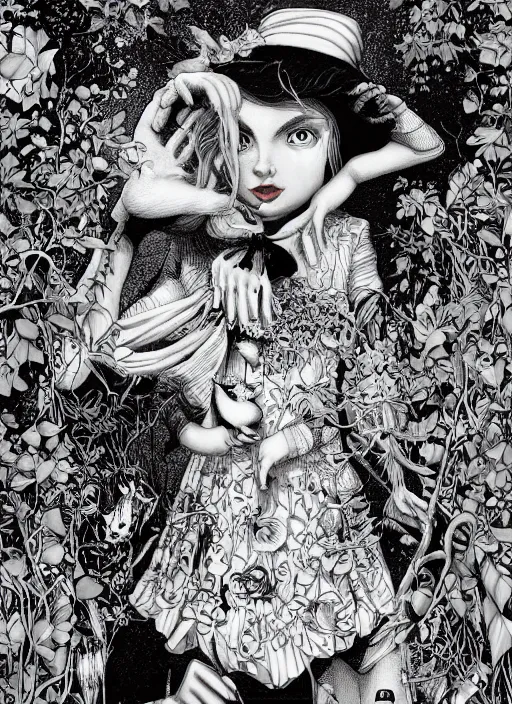 Image similar to Alice in Wonderland painting by Dan Hillier, trending on artstation, artstationHD, artstationHQ, 4k, 8k