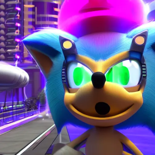 Image similar to Sonicmancer the hedgehog, in full futuristic battle armor, in casino zone