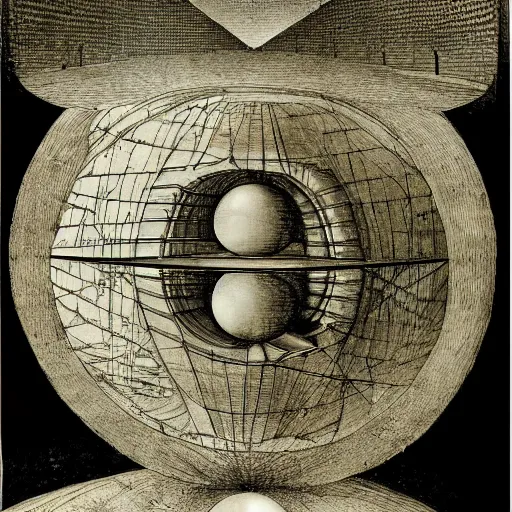 Image similar to hyper detailed anatomical description of a Dyson Sphere by Leonardo Da Vinci