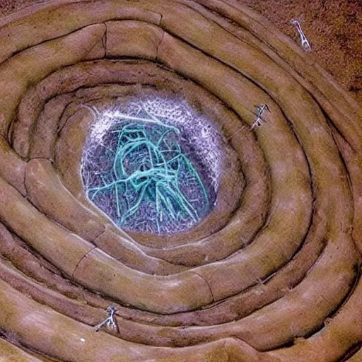 Image similar to ancient giant space station resembling a snake's nest