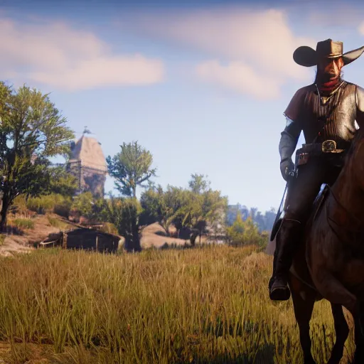 Image similar to a knight as an NPC in Red Dead Redemption 2, by Rockstar Games, screenshot