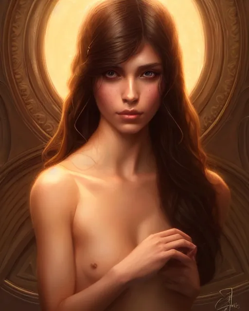 Prompt: symmetry portrait of brunette princess, glam, fae, glowing skin, intricate, elegant, highly detailed, digital painting, artstation, concept art, smooth, sharp focus, illustration, art by artgerm and greg rutkowski and fra angelico and unreal engine 5