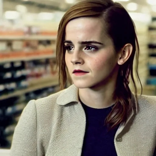 Image similar to emma watson, inside kmart, film still, instagram,