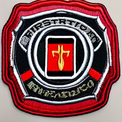 Image similar to fire station embroidered patch retro - futuristic design