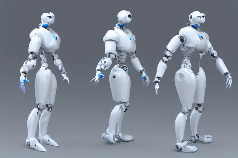 Image similar to 3D character model of arcane robot hero robot in cleanroom