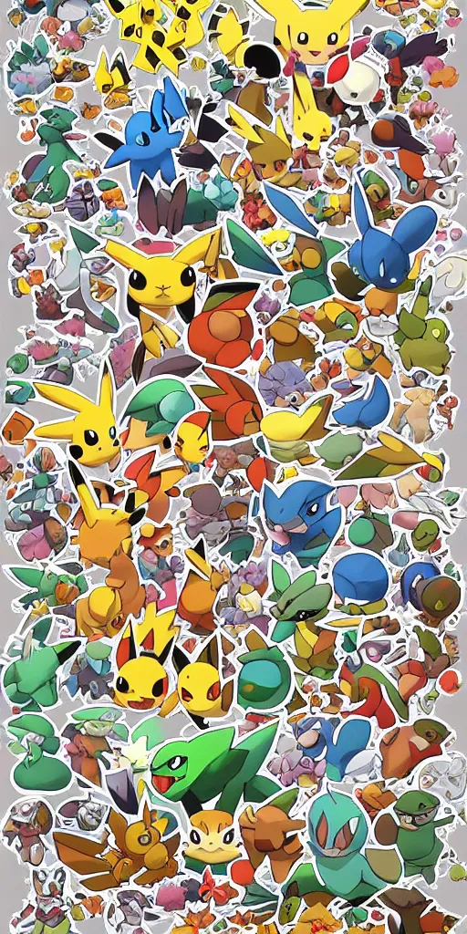 Image similar to beautiful pokemon, by ken sugimori, warm colors, cozy, sticker sheet, planner stickers