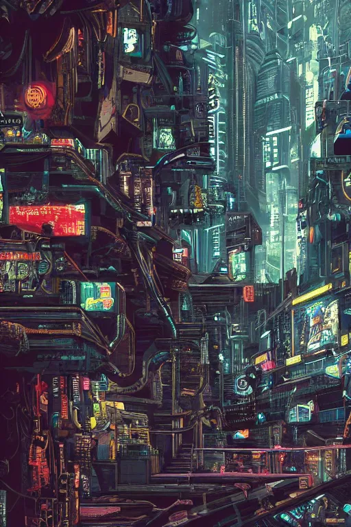 Prompt: an intricate cyberpunk background fully detailed. small details. sharp focus