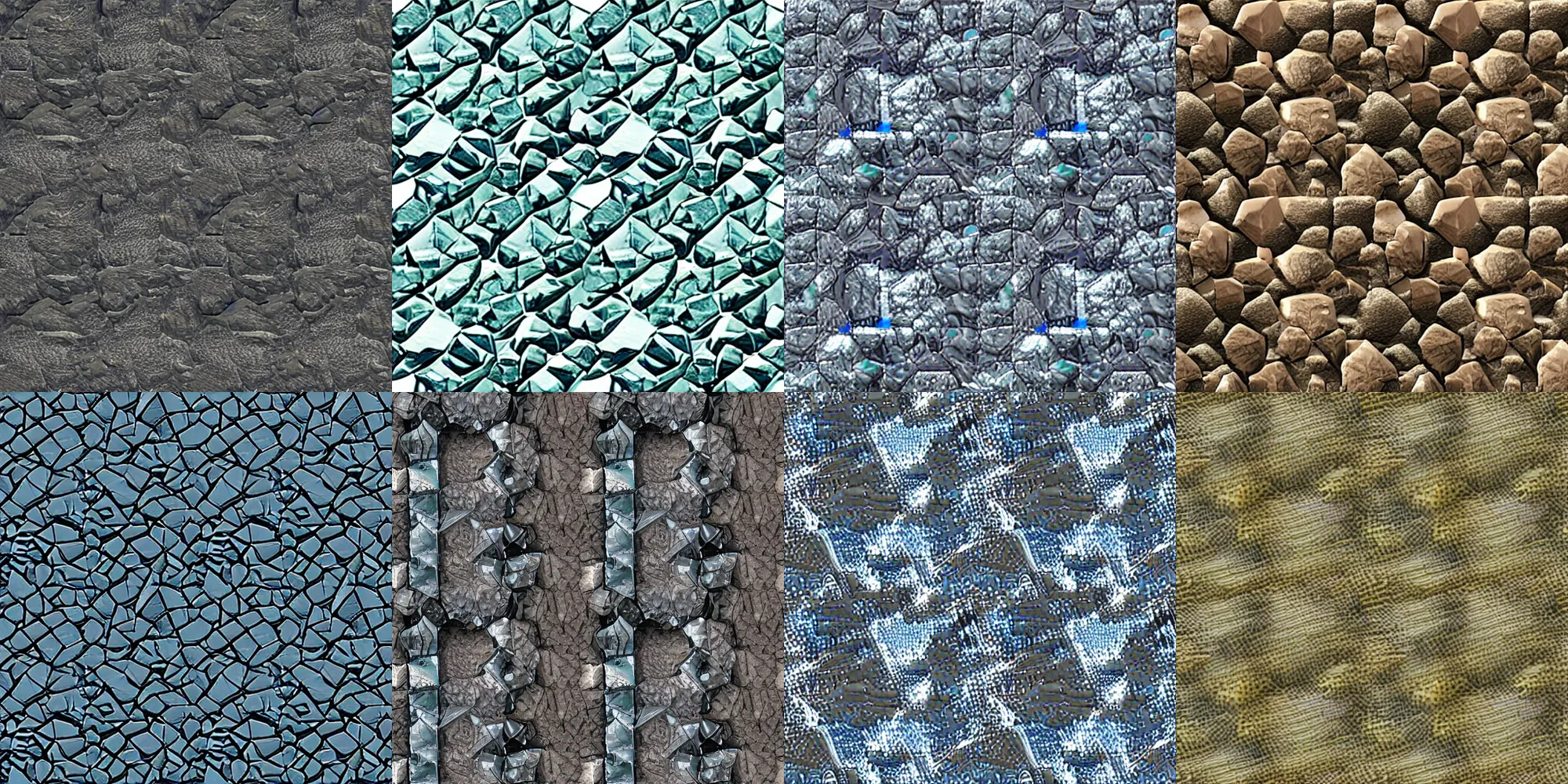 Prompt: crystal terrain texture, detailed, shiny, 2 d texture, seamless