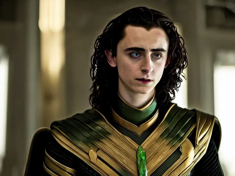 Image similar to timothée chalamet as loki in dune, cinematic