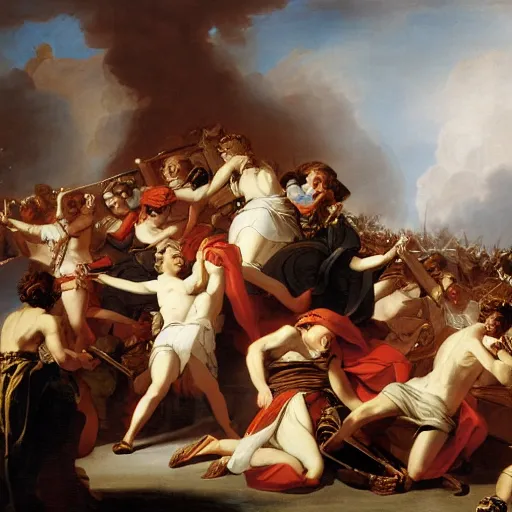 Prompt: pyrrhic victory, painting by johann peter krafft,