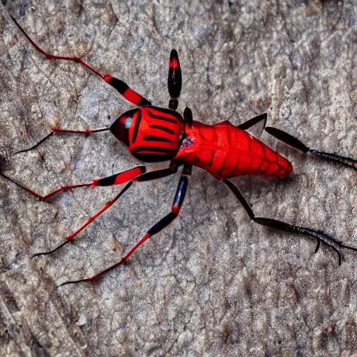 Image similar to giraffe weevil, madagascar, insect, red elytra, macro photography, high quality, 8 k