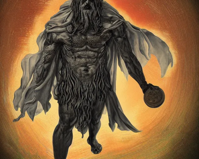 Image similar to the pagan enigma god by frank frazzetta