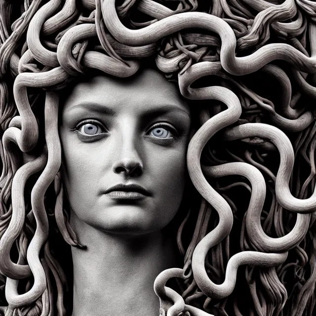 Prompt: medusa, highly detailed, 8 k, hdr, smooth, sharp focus, high resolution, award - winning photo