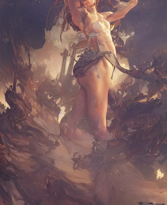 Image similar to big bomb explosion, d & d, fantasy, intricate, elegant, highly detailed, digital painting, artstation, concept art, art by artgerm and greg rutkowski and alphonse mucha, boris vallejo