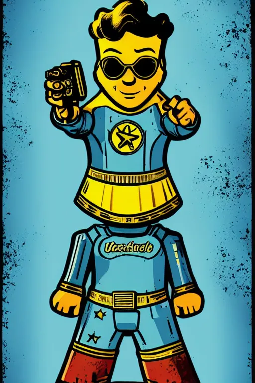 Image similar to fallout 7 6 retro futurist illustration art by butcher billy, sticker, colorful, illustration, highly detailed, simple, smooth and clean vector curves, no jagged lines, vector art, smooth andy warhol style