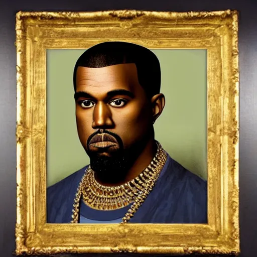 Image similar to A Renaissance portrait painting of Kanye West