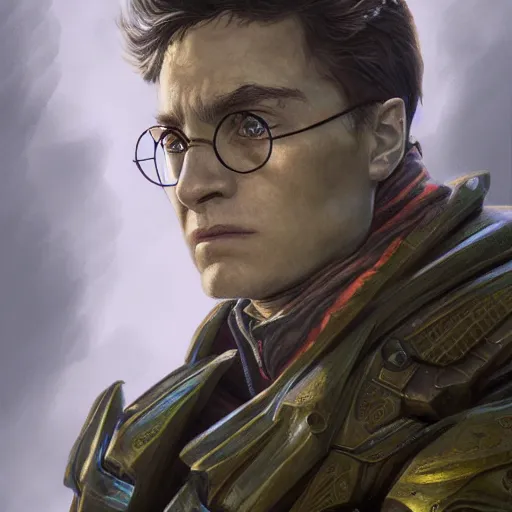 Prompt: detailed portrait of harry potter as doomguy, fantasy, intricate, elegant, highly detailed, digital painting, artstation, concept art, matte, sharp focus, illustration, art by aenaluck, artgerm and roberto ferri and greg rutkowski, epic fantasy, digital painting