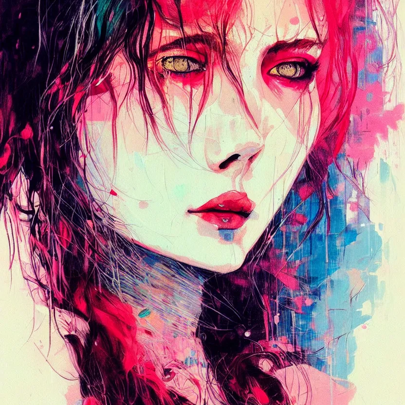 Image similar to close up portrait painting of an alternative artistic bohemian female, concept art, intricate details, aesthetically pleasing pastel colors, art by conrad roset, impressionism, portrait