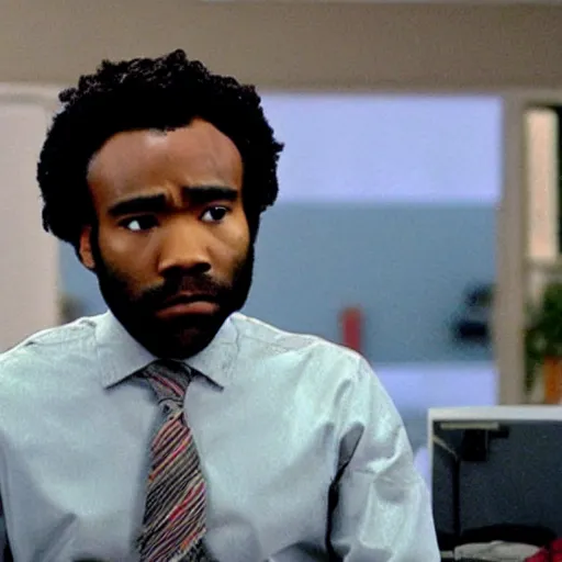 Image similar to a tv still of donald glover starring in the office ( 2 0 0 5 )