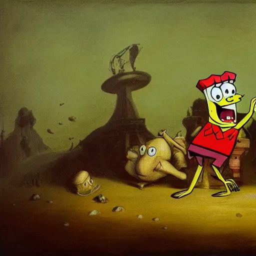 Image similar to spongebob in the style of francisco goya