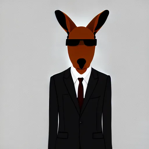 Image similar to spy kangaroo, in a strict suit, avatar image, digital art, minimalism