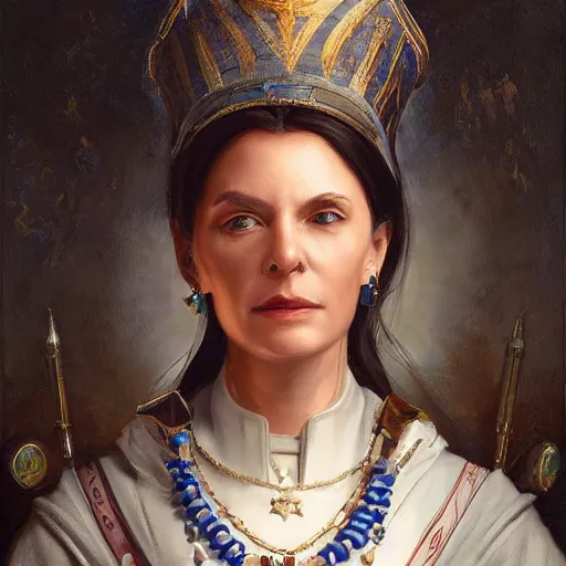 Image similar to portrait of an vatican citizen woman ( 3 5 ) from the vatican in 2 0 2 1, an oil painting by ross tran and thomas kincade