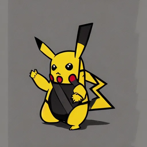 Image similar to Pikachu, wearing a gas mask, Trending on Artstation, Hiroaki Tsutsumi style