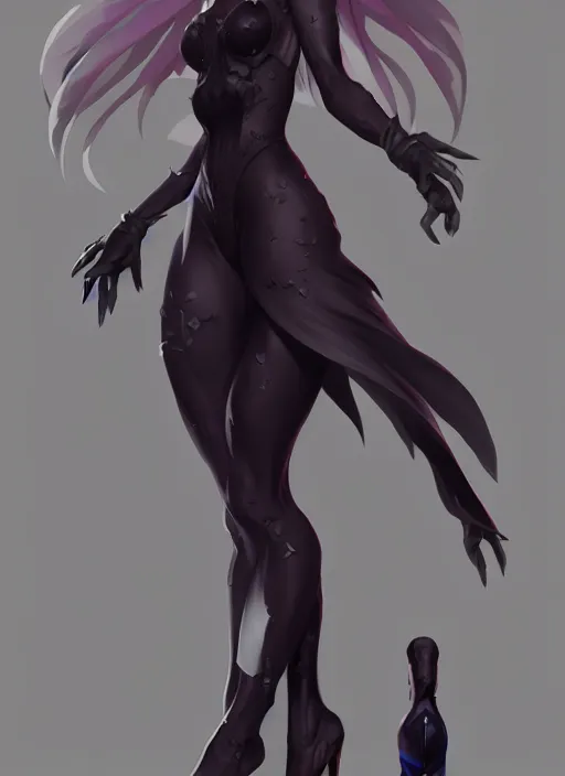 Image similar to dark witch with high heels, full - body and head view, highly detailed, zeronis style, artstation, soft light, sharp focus, illustration, character design, concept art