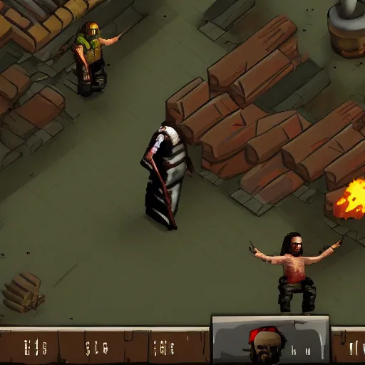 Image similar to jesus as a character in project zomboid, in - game screenshot