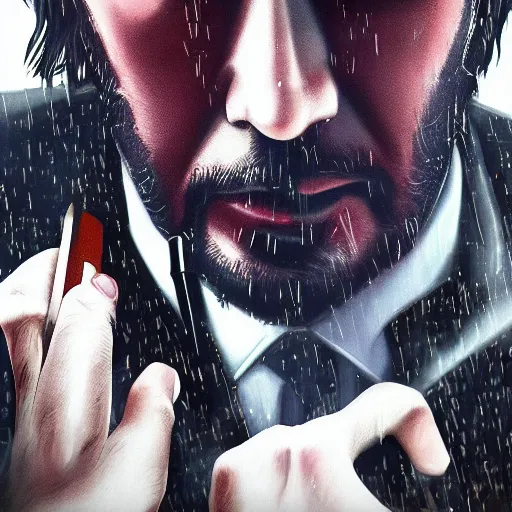 Image similar to john wick takes on the cartel, artstation hall of fame gallery, editors choice, #1 digital painting of all time, most beautiful image ever created, emotionally evocative, greatest art ever made, lifetime achievement magnum opus masterpiece, the most amazing breathtaking image with the deepest message ever painted, a thing of beauty beyond imagination or words, 4k, highly detailed, cinematic lighting