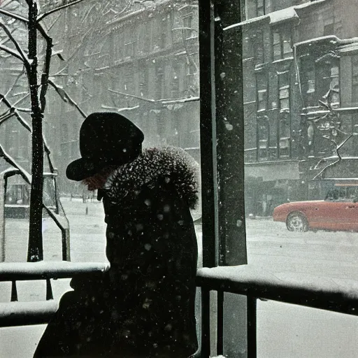 Prompt: the darkest winter, New York City, by saul leiter, hyper detailed