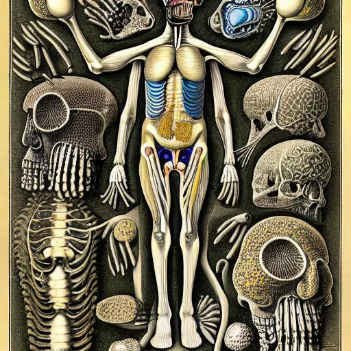 Image similar to homer simpson anatomy by ernst haeckel, masterpiece, vivid, very detailed