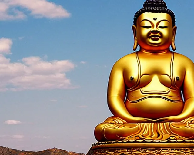 Image similar to jack black as a golden buddha statue