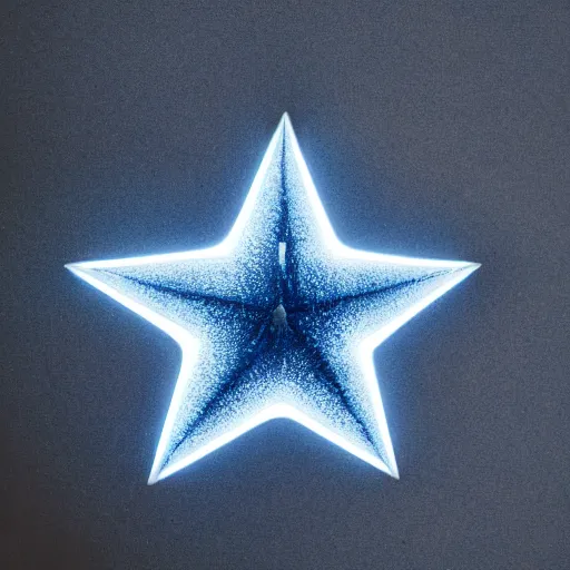Prompt: dark blue glowing ceramic star shape, photograph