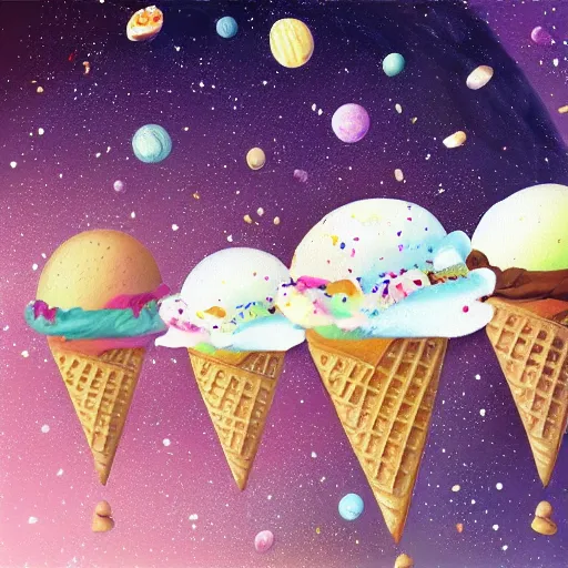 Image similar to the ice cream galaxy, realistic fantasy illustration