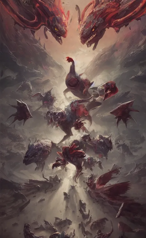 Prompt: portrait of pokemon battling in stadium, symmetrical face features, front game card, drark, marvel comics, dark, intricate, highly detailed, smooth, artstation, digital illustration by ruan jia and mandy jurgens and artgerm and wayne barlowe and greg rutkowski and zdislav beksinski