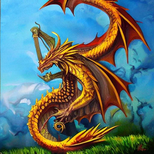 Image similar to beautiful painting kf a dragon guarding a cave