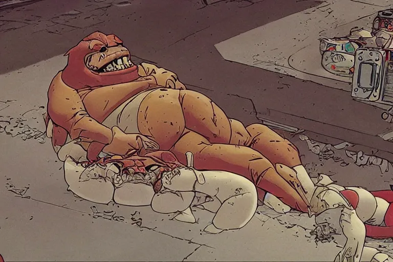 Prompt: a film still of pizza the hut in the akira, high quality