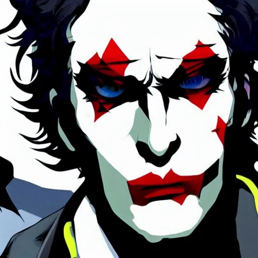 Image similar to persona 5 joker portrayed by joaquin phoenix,