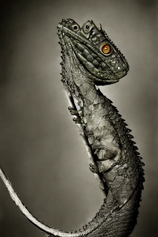 Image similar to a digital collodion photograph of a Basilisk