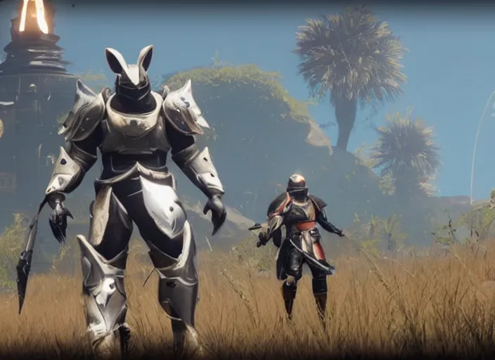 Image similar to ham chungus armor set in Destiny 2, highly detailed 4k in-game screenshot leak datamine from reddit