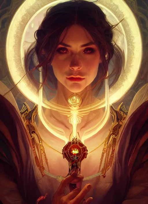 Prompt: portrait of god of death, fantasy, glowing lights!! intricate, elegant, highly detailed, artstation, concept art, smooth, sharp focus, hearthstone, illustration, art by artgerm and greg rutkowski and alphonse mucha, 8 k