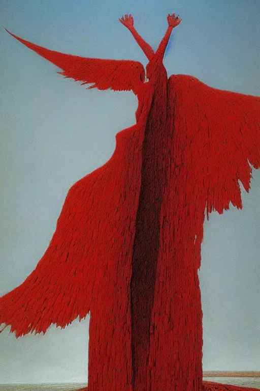 Image similar to red angel of wrath artstation painted by Zdislav Beksinski and Wayne Barlowe