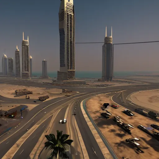 Image similar to gta : dubai, cinematic colors