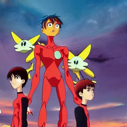 Image similar to neon genesis evangelion as a pixar movie