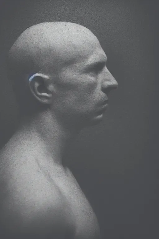 Prompt: a man's face in profile, in the style of the Dutch masters and Gregory crewdson, dark and moody