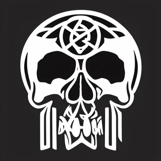 Image similar to skull shaped microphone vector logo for a death metal record label, golden ratio, HD 4K, Iconic