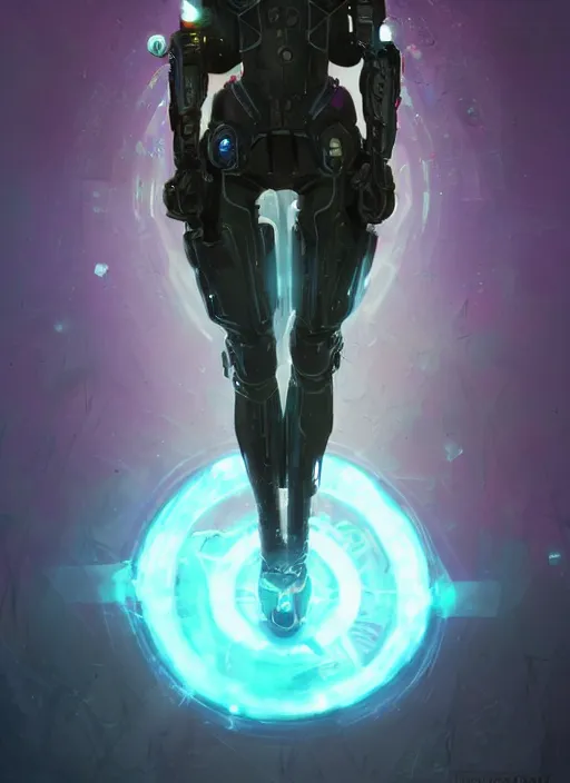 Image similar to of a full body, center frame hyper realistic digital art portrait of a cyberpunk war cleric in a futuristic pearl armor, tech helmet, dark gloomy environment. trending on artstation, art by lois van baarle by sung choi by john kirby artgerm style pascal blanche