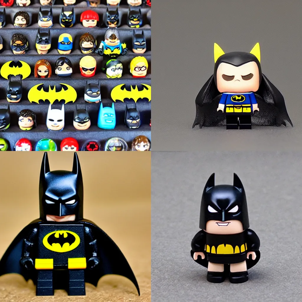 Prompt: Batman as mini figure, toy, chibi, cute